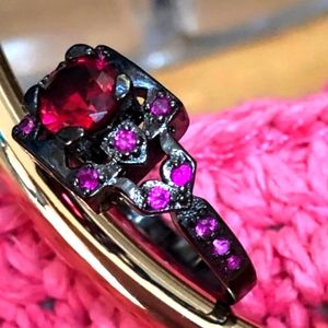 Princess Cut Pink CZ 925 Ring